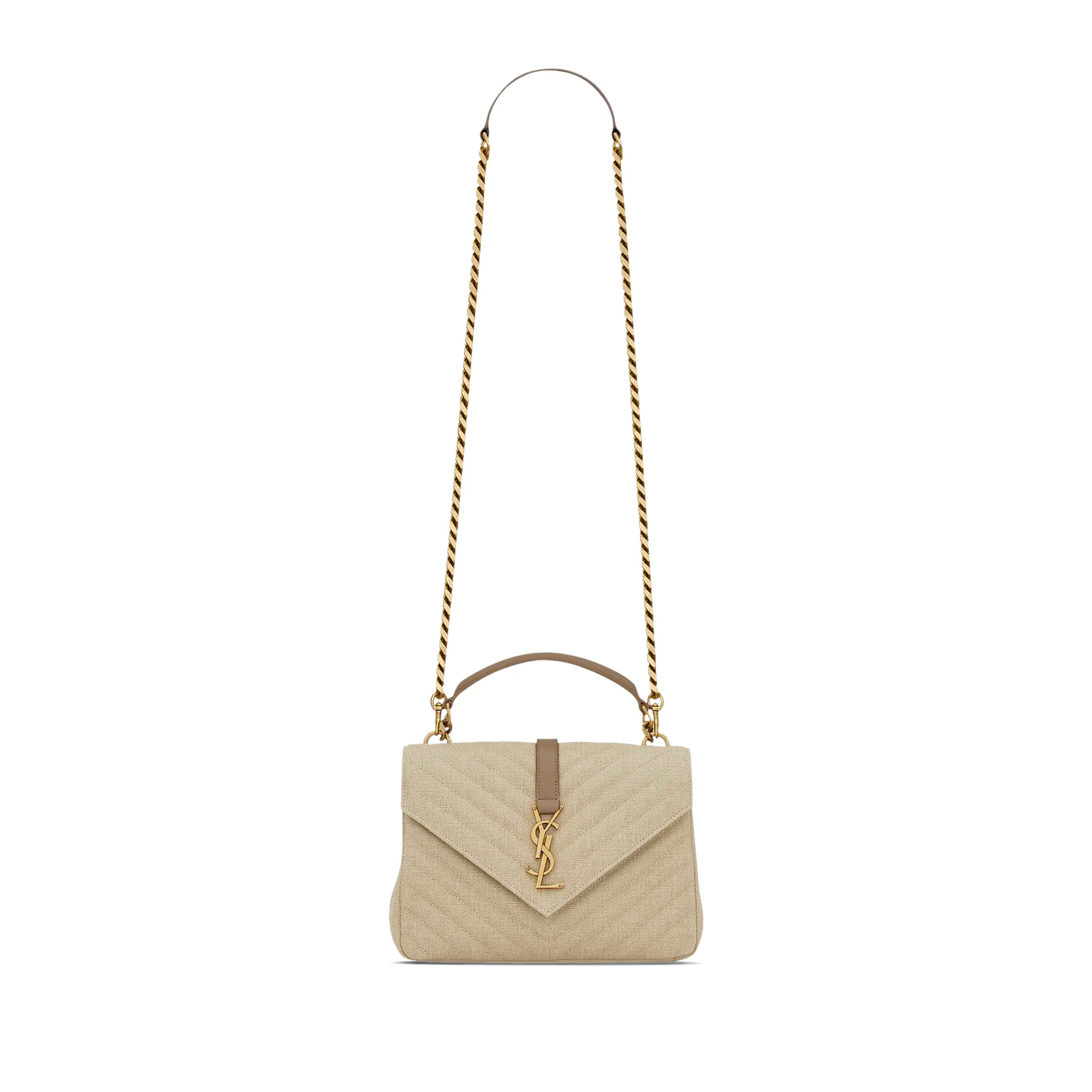 YSL COLLEGE MEDIUM IN QUILTED LINEN 6002792M5179673 (24*17*6.5cm)